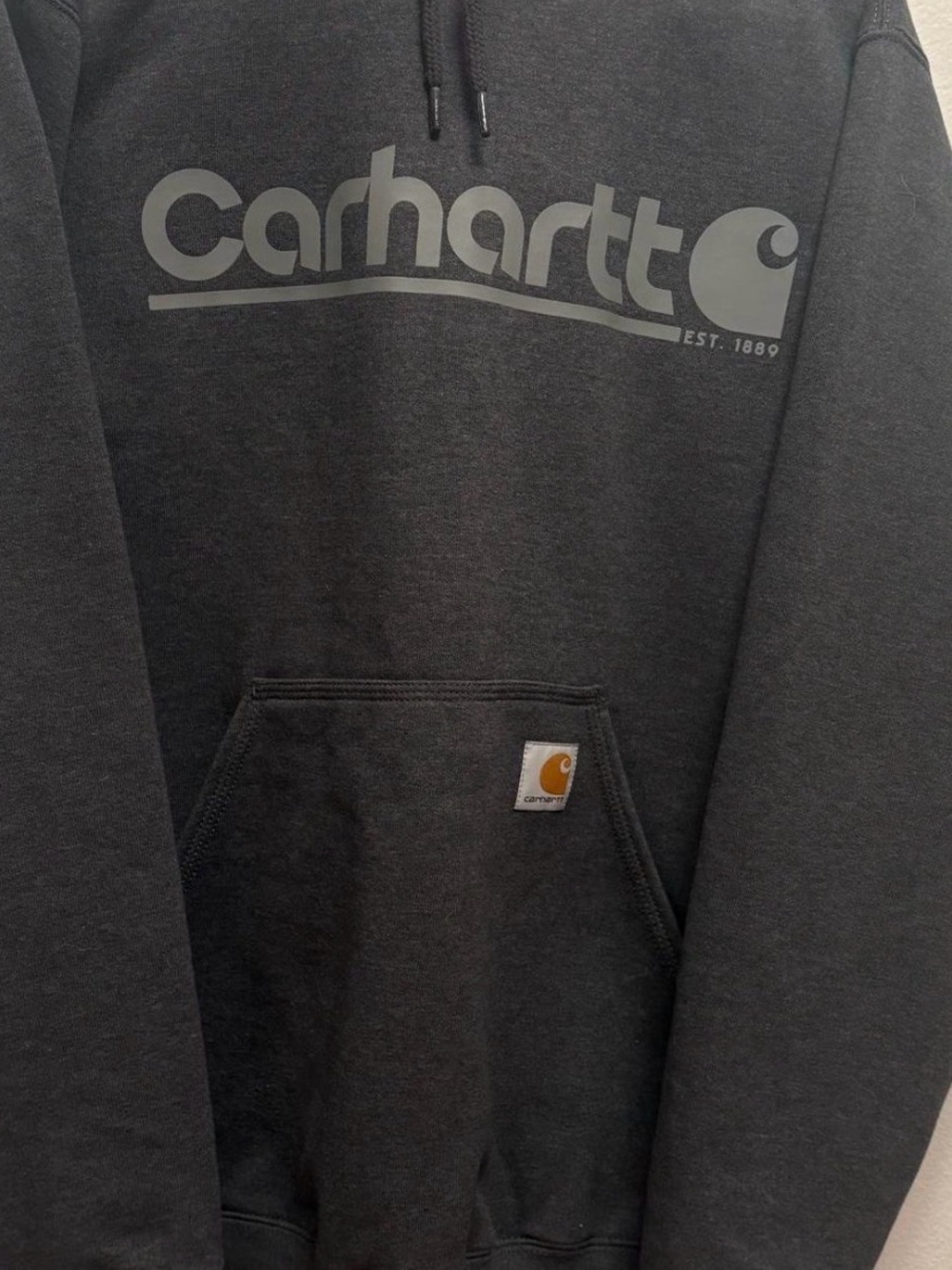 Carhartt Men's Charcoal Crewneck Hoodie with Logo